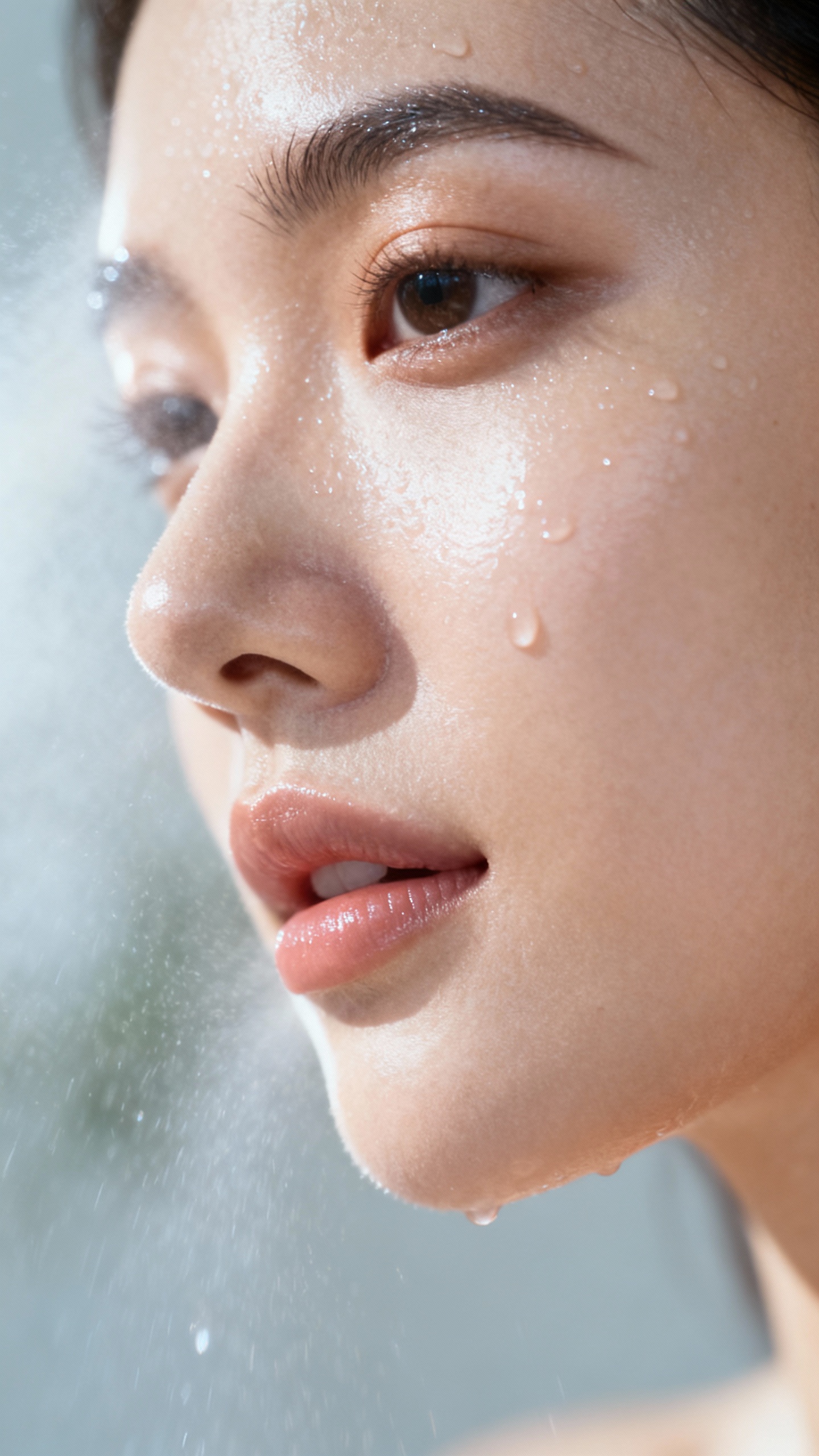 face macro misted with multi-weight hyaluronic, soft backlight