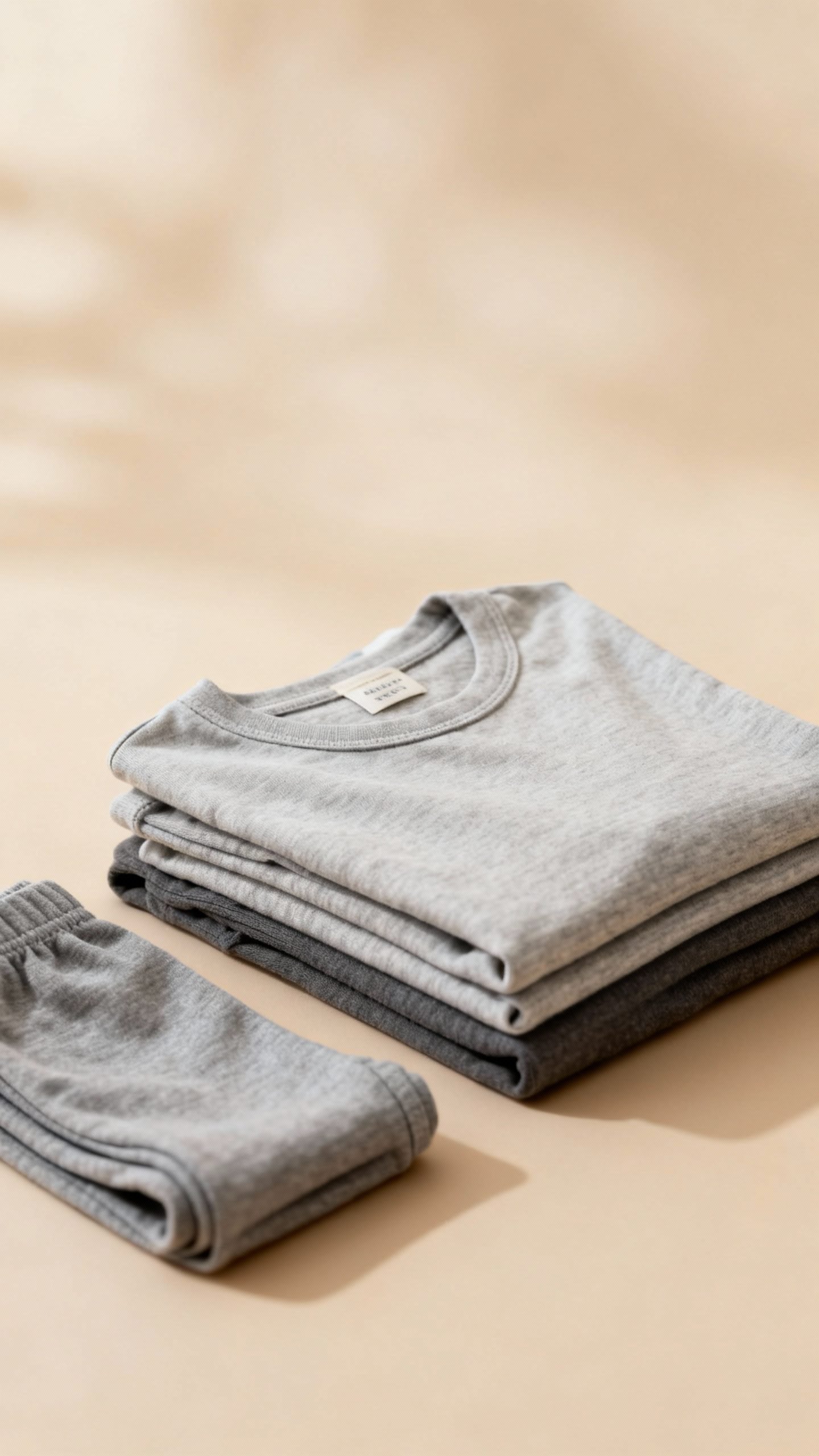 folded kids tees and leggings, neutral colors, soft lighting